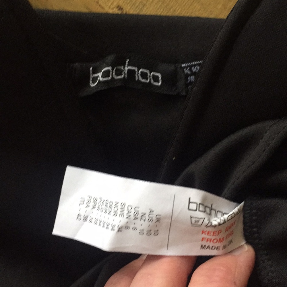 NWT ASOS BOOHOO SEXY BLACK BODYSUIT COSPLAY PLUNGE NECK BODYCON COSTUME 6 US S - Picture 11 of 14